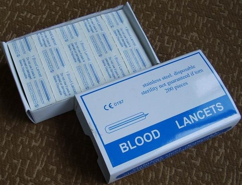 Medical disposable sterile stainless steel blood lancet S & L