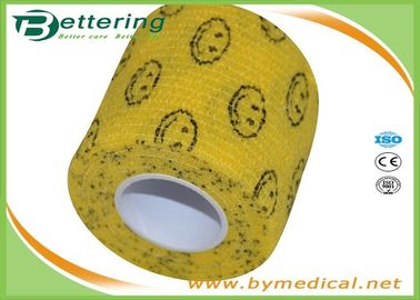 Flexible Medical Elastic Vet Wrap Bandage Self Adhesive With Smile Face Printing